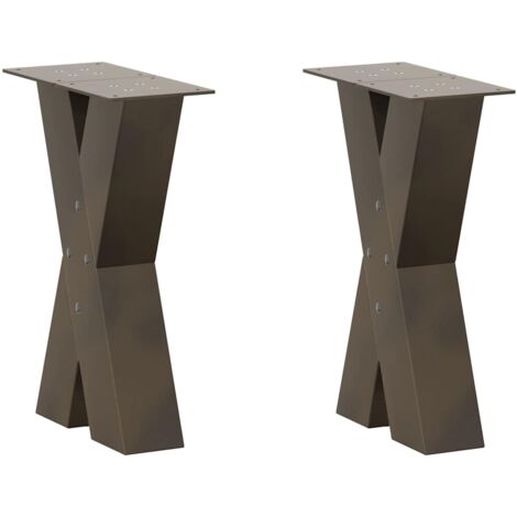 Couchtischbeine X-Form 2 Stk. Naturstahl 28x(42-43) cm Stahl vidaXL