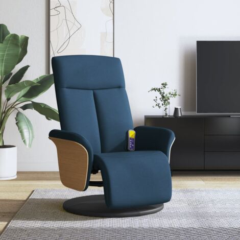 Massagesessel mit Fußteil Blau Stoff vidaXL