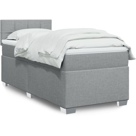 Boxspringbett mit Matratze Hellgrau 90x200 cm Stoff vidaXL737590