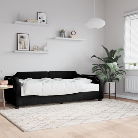 Tagesbett mit Matratze Schwarz 90x190 cm Stoff vidaXL