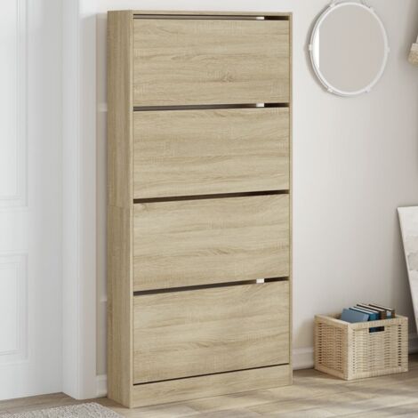 Schuhschrank mit 4 Klappen Sonoma-Eiche 80x21x163,5 cm vidaXL