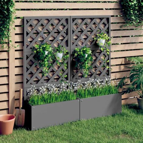 vidaXL Blumenkästen mit Rankgittern 2 Stk. Grau 65x33x135 cm WPC (1/5)