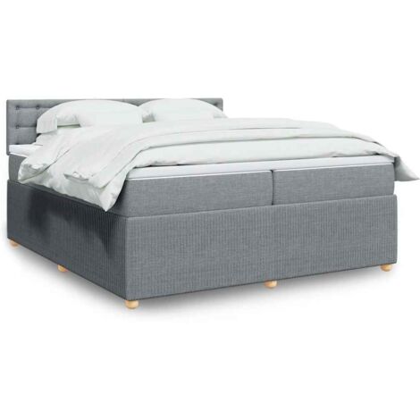 Boxspringbett mit Matratze Hellgrau 200x200 cm Stoff vidaXL (1/5)