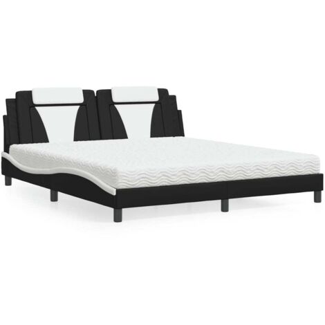 Bett "Viana" mit Matratze Schwarz und Weiß 180x200 cm Kunstleder vidaXL (1/5)