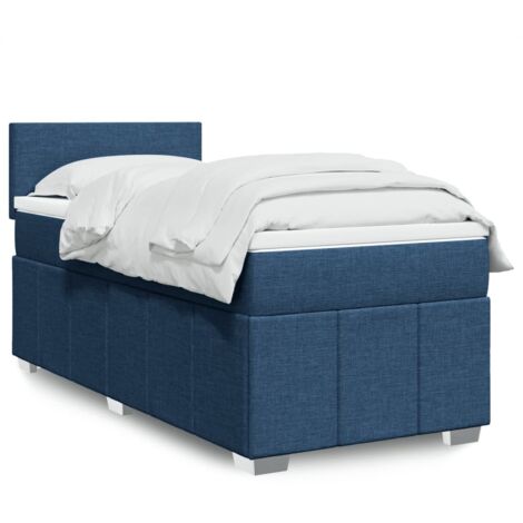 Boxspringbett mit Matratze Blau 100x200 cm Stoff vidaXL