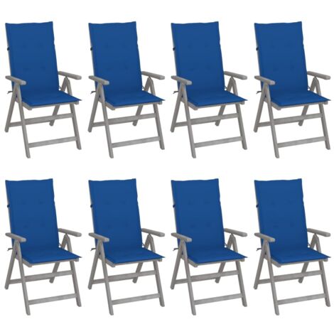 Prolenta Premium Verstellbare Gartenstühle mit Auflagen 8 Stk.