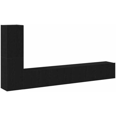 vidaXL 3-teiliges TV-Schrank-Set Wandmontage Schwarzes Eichenholz Werkstoff