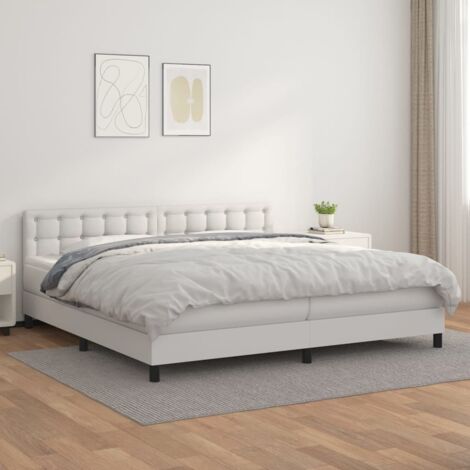 Boxspringbett mit Matratze Weiß 200x200 cm Kunstleder vidaXL