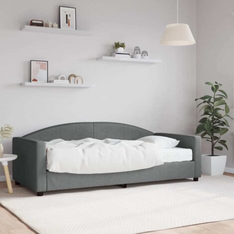 Tagesbett mit Matratze Dunkelgrau 90x190 cm Stoff vidaXL