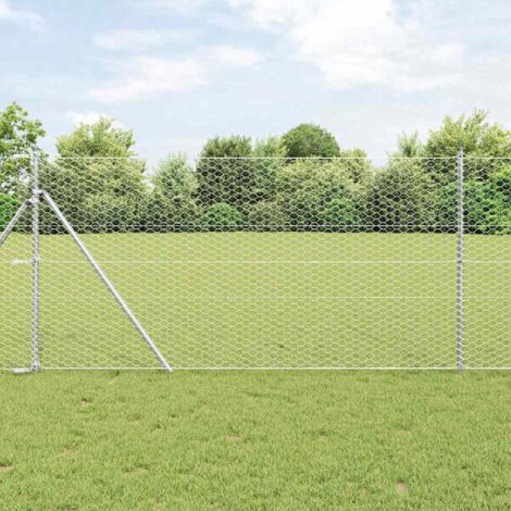 Hexagonzaun Silber 1,4 x 25 m Verzinkter Stahl vidaXL
