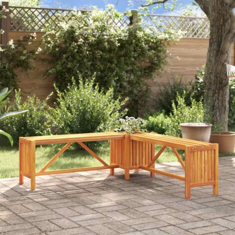 Gartenbank mit Pflanzkasten 117x117x40 cm aus massivem Akazienholz