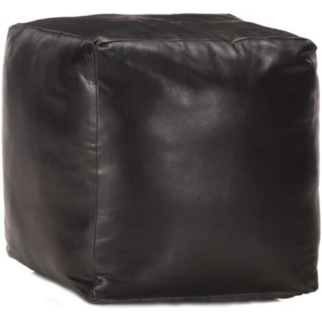 vidaXL Pouf Schwarz 40x40x40 cm Echtes Ziegenleder