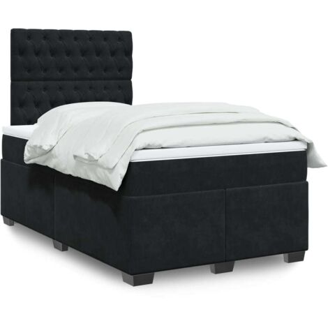vidaXL Bettgestell mit Lattenrost und Matratze schwarz 120x190 cm Samt
