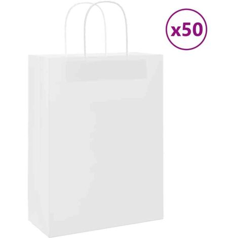 vidaXL Papiertragetaschen 50 Stk. mit Henkeln Weiß 26x12x35 cm