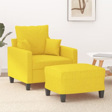 Sessel mit Fußstütze Hellgelb 60 cm Stoff