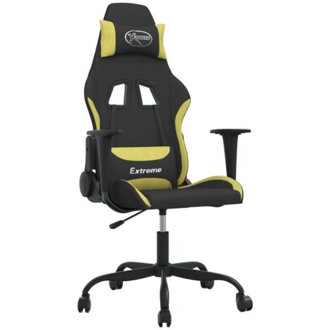 Gaming-Stuhl mit Massagefunktion Schwarz und Hellgrün Stoff vidaXL