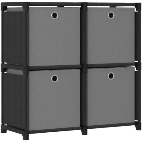 vidaXL 4-Cube Display Shelf with Boxes Black 69x30x72,5 cm Fabric