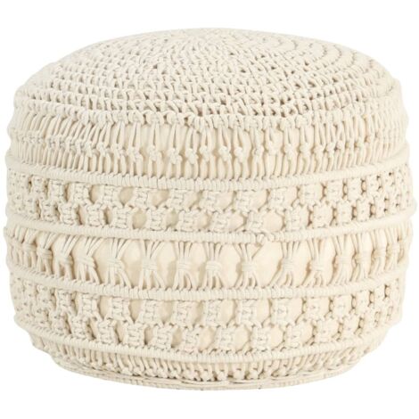 vidaXL Handgewebter Makramee Pouf Beige 45x30 cm