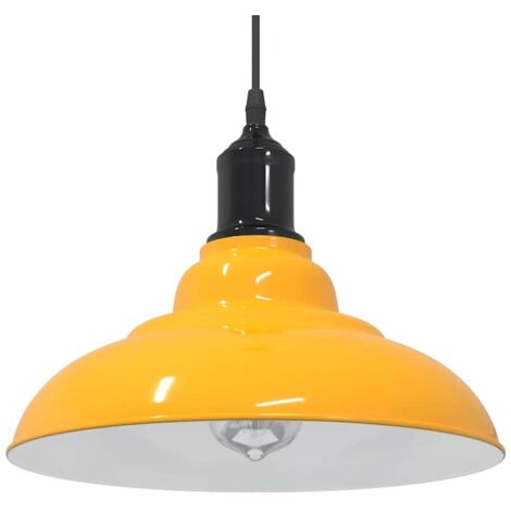 vidaXL Pendelleuchte Höhenverstellbar E27 Gelb Glänzend Ø 31 cm Metall (1/5)