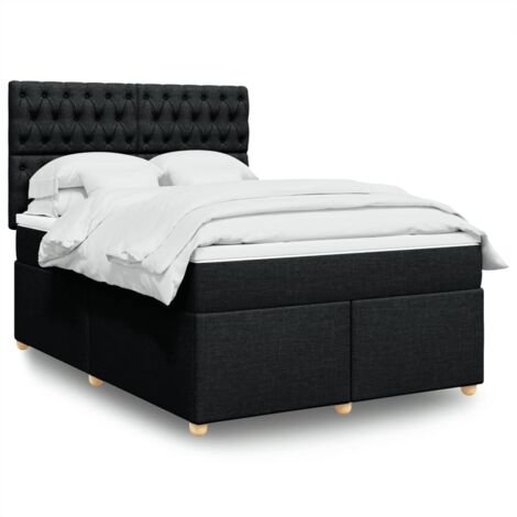 Boxspringbett mit Matratze Schwarz 140x200 cm Stoff vidaXL