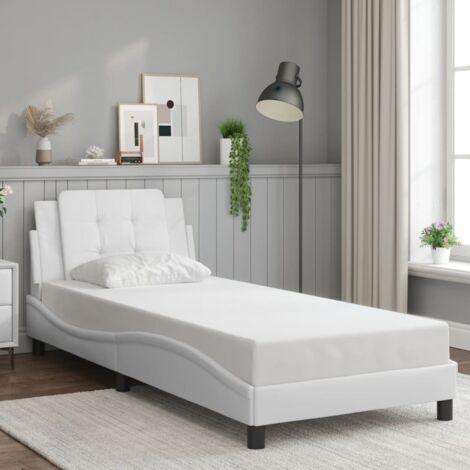 Bettgestell mit Kopfteil Weiß 100x200 cm Kunstleder vidaXL799005 (1/5)