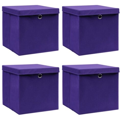 vidaXL Storage Boxes with Covers 4 pcs 28x28x28 cm Purple