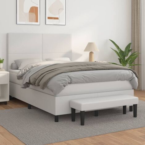 Boxspringbett mit Matratze Weiß 140x200 cm Kunstleder vidaXL (1/5)