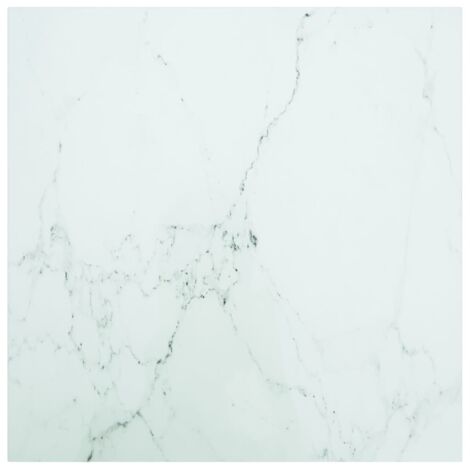 vidaXL Tischplatte Weiß 70x70 cm 6 mm Hartglas in Marmoroptik