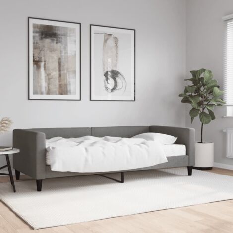 Tagesbett mit Matratze Dunkelgrau 90x190 cm Stoff vidaXL