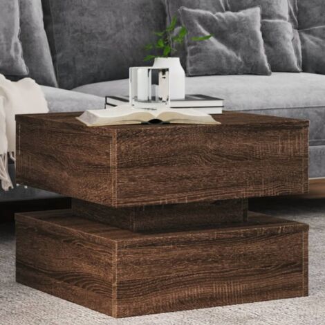 Couchtisch mit LED-Lichtern Eiche Braun 50x50x40 cm