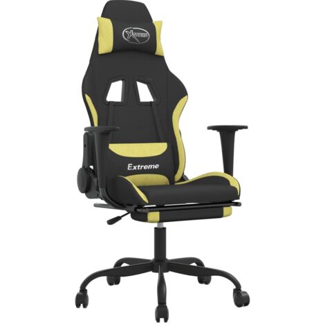 Gaming-Stuhl mit Massage & Fußstütze Schwarz und Hellgrün Stoff vidaXL