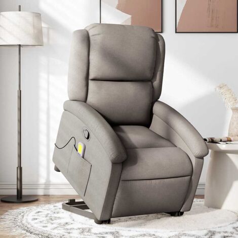 Massagesessel mit Aufstehhilfe Taupe Stoff vidaXL305323