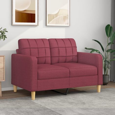 Prolenta Premium 2-Sitzer-Sofa Weinrot 120 cm Stoff