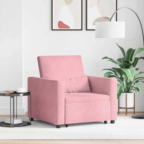 Einzel-Schlafsofa mit Rädern Hellrosa 90 x 165 x 87 cm Samt vidaXL