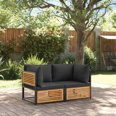 2-tlg. Garten-Sofa-Set mit Kissen Massivholz Akazie vidaXL