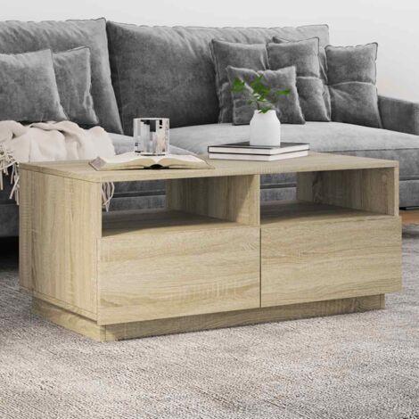 vidaXL Couchtisch mit LED-Lichtern Sonoma Eiche 90x49x40 cm