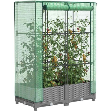 Hochbeet mit Gewächshaus-Aufsatz Rattan-Optik 80x40x123 cm vidaXL (1/5)