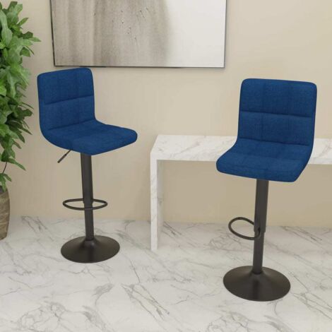Barhocker 2 Stk. Blau Stoff vidaXL