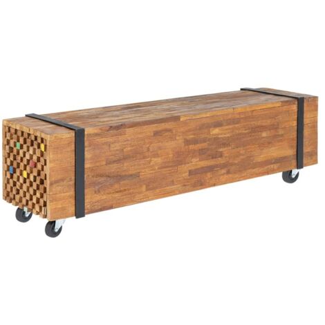 TV-Schrank 110x30x32,5 cm Massivholz Teak vidaXL