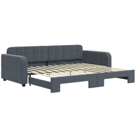Tagesbett Ausziehbar Dunkelgrau 90x200 cm Samt vidaXL