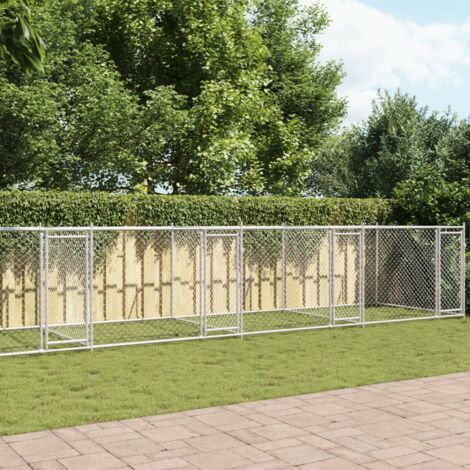 Hunde-Box mit Türen grau 12x2x1,5 m aus verzinktem Stahl