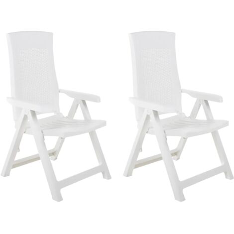 Verstellbare Gartenstühle 2 Stk. Kunststoff Weiß vidaXL