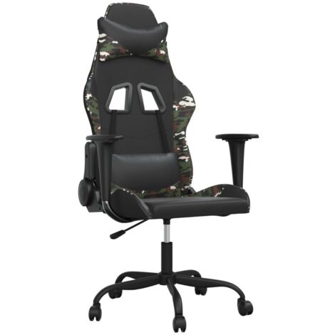 Gaming-Stuhl mit Massagefunktion Schwarz und Camouflage Kunstleder