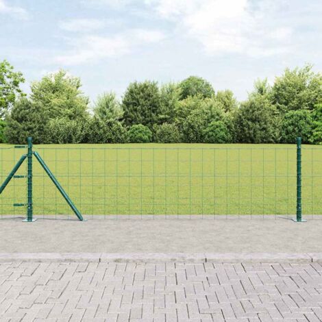Euro Zaun mit 13 Flanschpfosten 0,4x25 m verzinkter Stahl vidaXL646118