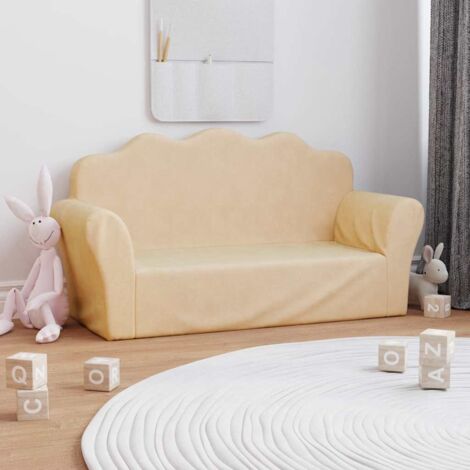 Kindersofa 2-Sitzer Creme Weicher Plüsch vidaXL306289