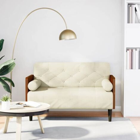 Zweisitzer-Sofa mit Nackenrollen Creme 110 cm Samt vidaXL