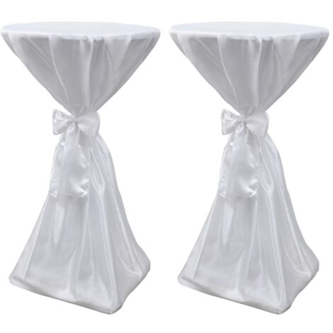 Table Cover White 70 cm with Ribbon 2 pcs
