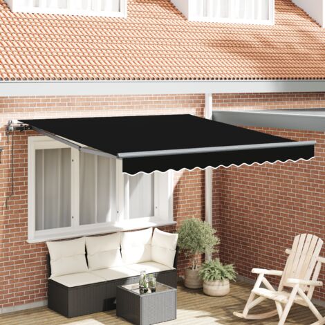 Einziehbare Markise Schwarz 300 x 250 cm Stoff vidaXL