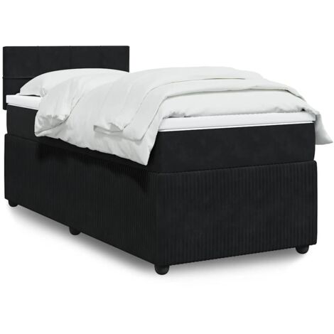 vidaXL Lattenrost-Bett mit Matratze Schwarz 90x190 cm Samt