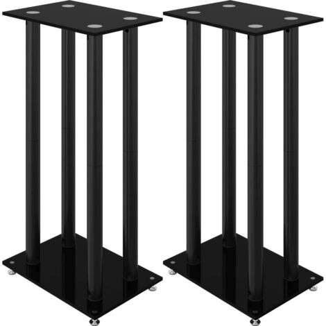 vidaXL Lautsprecherständer 2 Stück schwarz, gehärtetes Glas, 4 Säulen